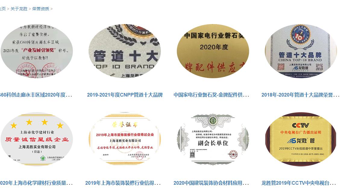 龍勝管道排行證書有嗎？不止有，而且還有很多！